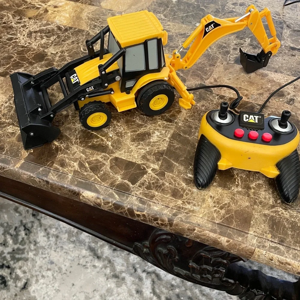 Remote Control Yellow Backhoe Loader Toy for Kids